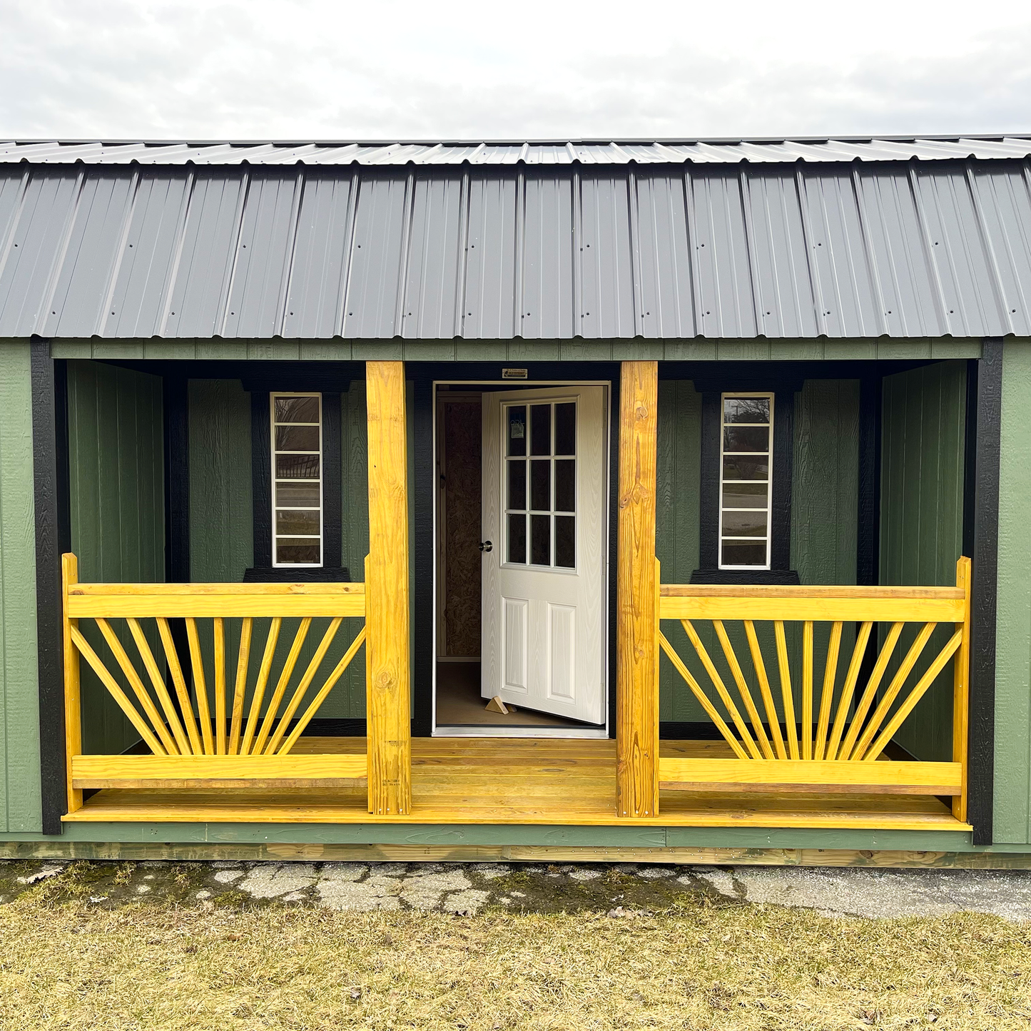 12 x 28 Lofted Barn Center Porch
