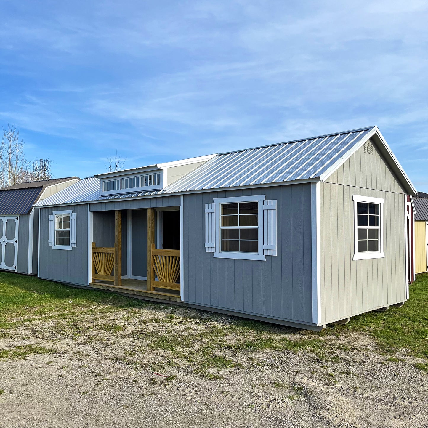 12 x 32 Utility Shed Center Porch Dormer