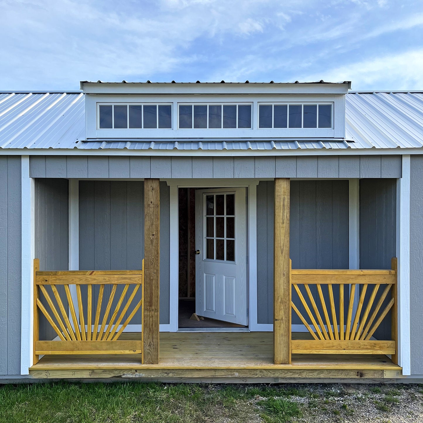 12 x 32 Utility Shed Center Porch Dormer