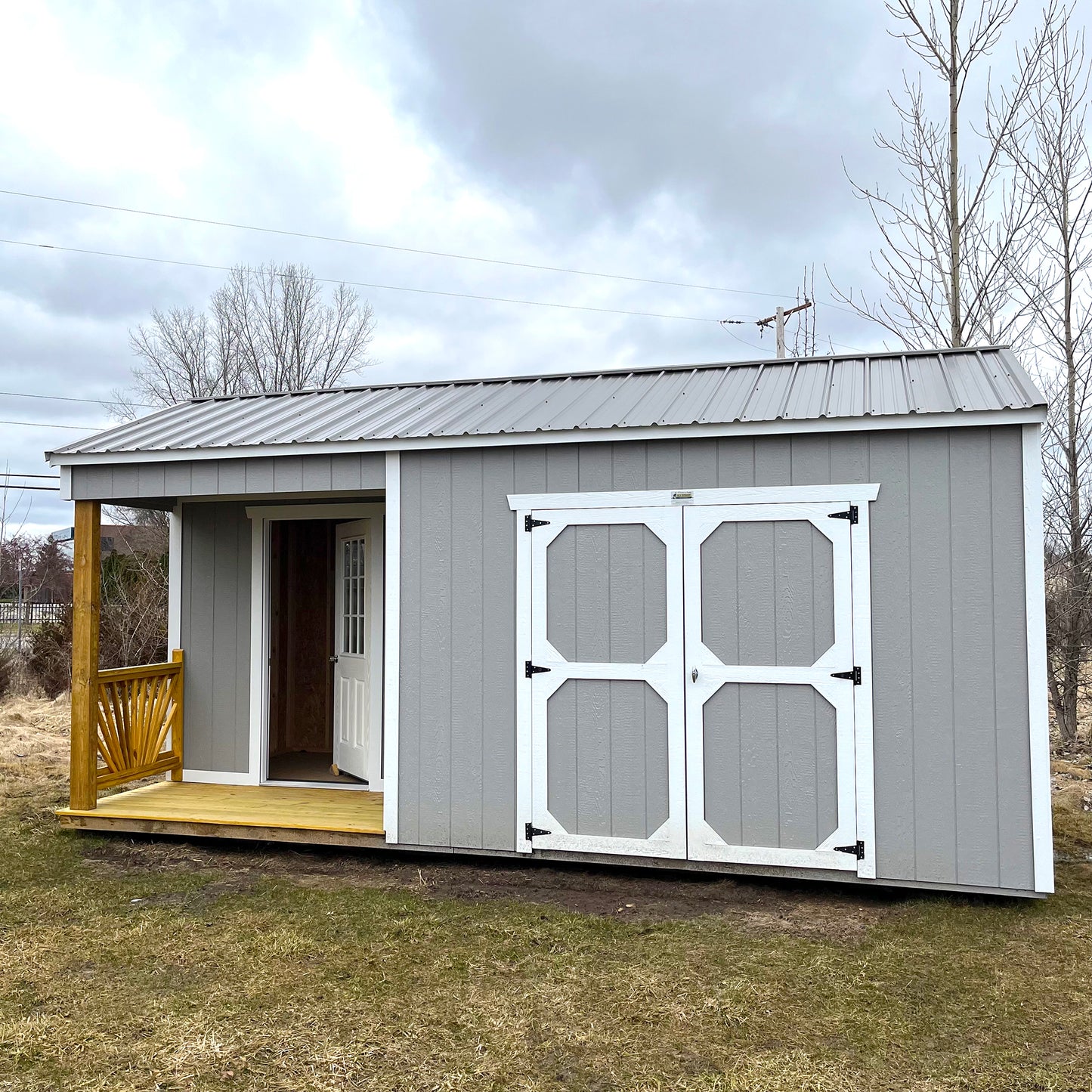 10 x 20 Utility Shed Side Porch